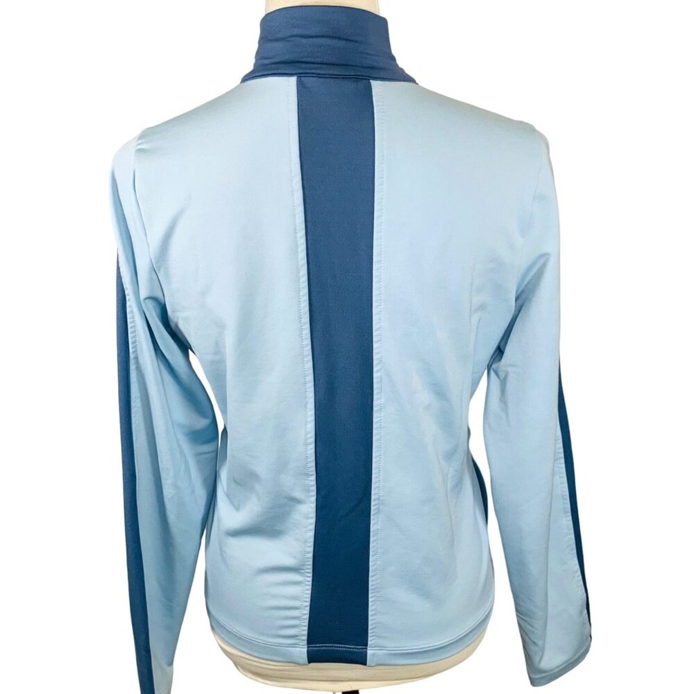Danskin Retro Style Tape Stripes Track Jacket Size S Blue Activewear Casual Gym